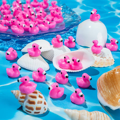 200Pcs Mini Resin Flamingo Ducks, Flamingo Tiny Ducks, Cute Flamingo Figurines for Cake Topper Garden Dollhouse Landscape Aquarium Ornaments DIY C...