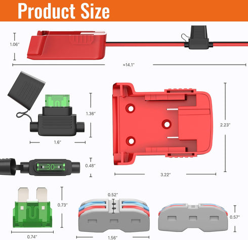2PCS Power Wheel Battery Adapter for Milwaukee M18 Battery Adapter Converter 18V Battery Adapter Kit 12 AWG Wire with Fuses and Connectors...