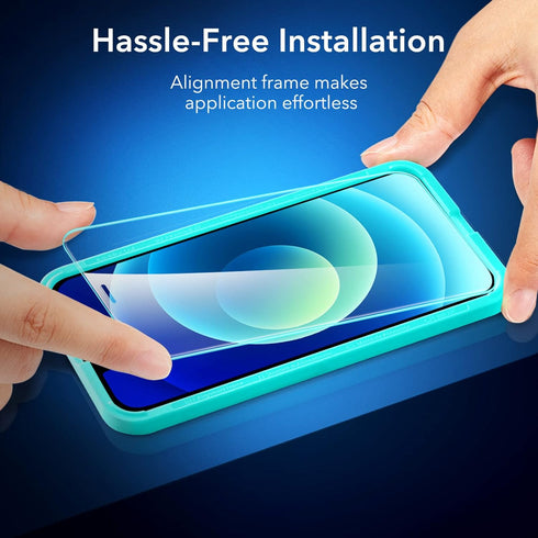 ESR for iPhone 12 Screen Protector, iPhone 12 Pro Screen Protector, Tempered-Glass with Easy Installation Frame compatible with iPhone 12/12 Pro 6...