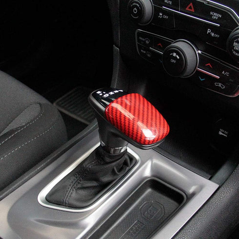 crosselec Carbon Fiber Gear Shift Knob Cover Sticker Head Trim for dodge Charger 2015+ (Red)...