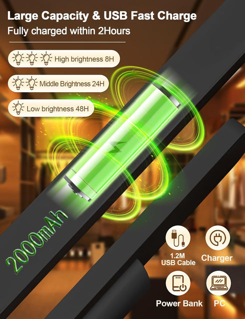 2000mAh Battery Operated Led Light Lar for Desk Lamp with Remote Control Wireless Rechargeable Magnetic Lights 3 Modes Brightness Adjustable for B...