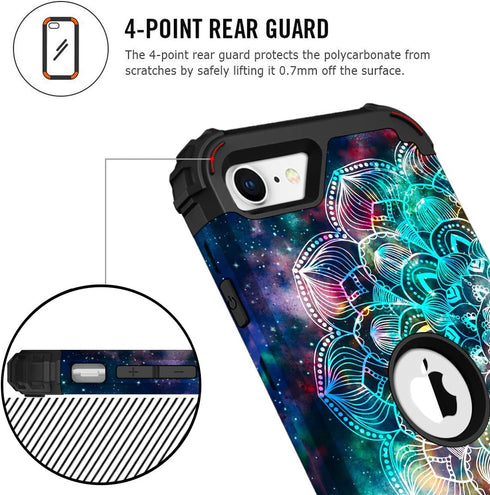 Hocase for iPhone SE 2022/2020 Case, Heavy Duty Shockproof Protection Hard Plastic+Silicone Rubber Hybrid Protective Case for iPhone SE 3rd/2nd Ge...