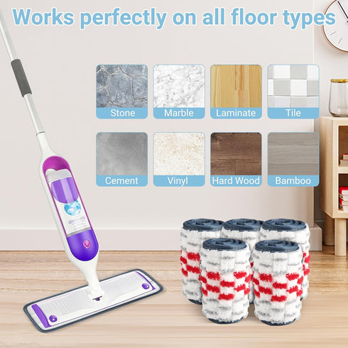 Reusable Mop Pads Compatible with Swiffer PowerMop (5 Pack), Microfiber Power Mop Refills Machine Washable Power Mop Pads Replacement 15.7 x 5.0 i...