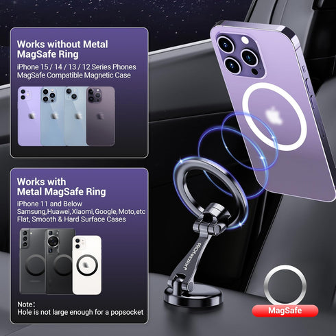PROfezzion Magnetic Car Phone Mount, 2 x 180 Folding & Double 360 Rotating, Designed for iPhone 15/14/13/12 Series, 2023 Upgraded Super Magnets, 3...