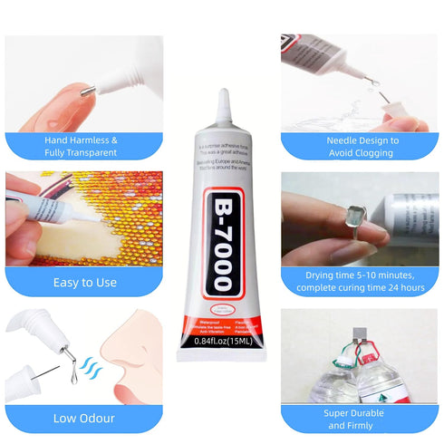 B-7000 Adhesive Multi-Function Glues,Super Glue Suitable for Phone Screen Repair,Wooden,Jewelery,1 Pack (15ML*2)...