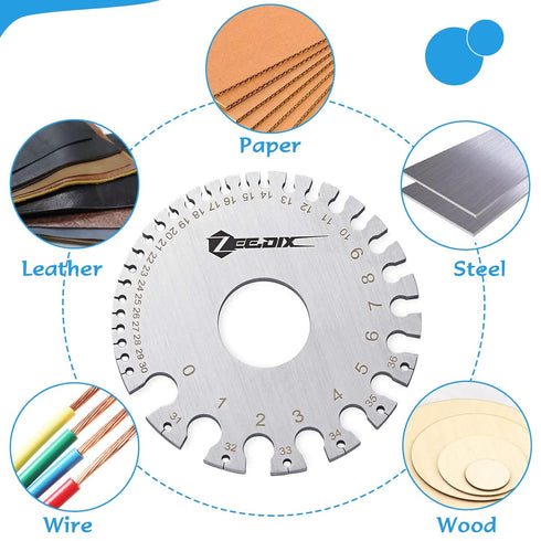 ZeeDix Standard Dual-Sided Round Wire Cable Sheet Gage- Stainless Steel Metal Wire Gage Measurement Tool Wire Measuring Ruler Diameter Tool...