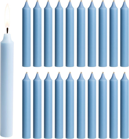 Biedermann & Sons 2-Hour Long Burning Unscented Tree or Chime Candles, Light Blue, 4 Inch Tall - Set of 20...