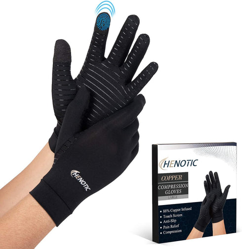 Copper Arthritis Gloves for Women Men, Touch Screen Anti-Slip Arthritis Compression Gloves for Relieving Carpal Tunnel Aches, Rheumatoid Pains, Jo...