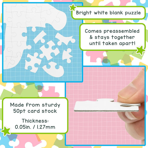 Hygloss Blank Puzzles with Person Shape - 8.5" x 10.5" - 6 Puzzles - Ideal for All-About-Me Activities - Write, Draw, and Decorate Your Own Jigsaw...
