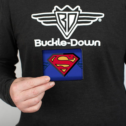 Buckle-Down Men's Superman Centered/Shield Stripe Blues, Multicolor, 4.0" x 3.5"...