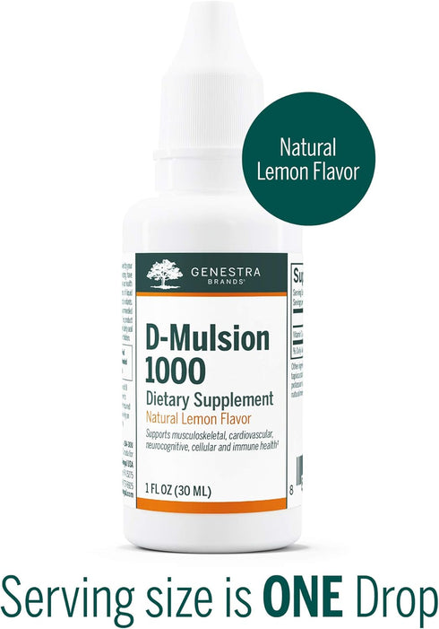 Genestra Brands D-Mulsion 1000 - Liquid Vitamin D Supplement - Natural Lemon Flavor - 1 Fl Oz...