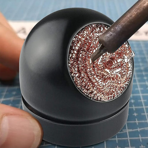 Soldering Iron Tip Cleaner, High Temperature Resistant Solder Tips Cleaning Wire Ball & Base Holder Soft Coiled Brass Metal Scrubber Tip Cleaner K...