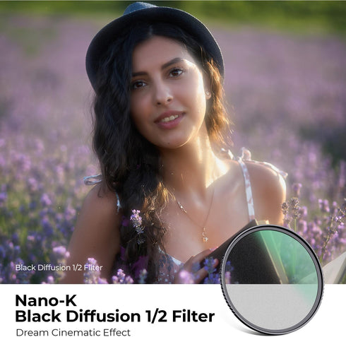 K&F Concept 49mm Black Diffusion 1/2 Filter Mist Cinematic Effect Filter with 18 Multi-Layer Coatings for Video/Vlog/Portrait Photography (K-Serie...