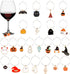 23pcs Halloween Wine Charms Bar Wine Glass Markers Set Ghost Pumpkin Bat Wizard Hat Broomstick Castle Moon Mummy Skeleton Halloween Enamel Charms...