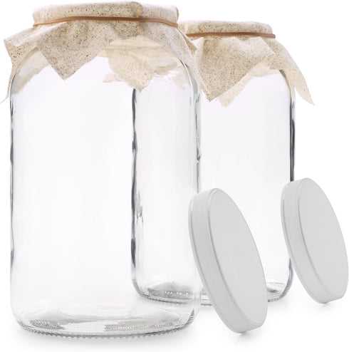 1790 Large Glass Jars with Lid - Wide Mouth 1 Gallon Glass Jar with Lid - Glass Gallon Jar for Kombucha & Sun Tea - Gallon Mason Jars are Large Gl...