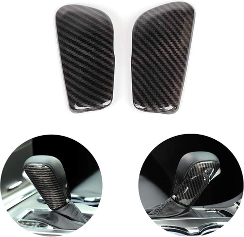 CheroCar Carbon Fiber Grain Gear Shift Knob Decoration Trim for 2017-2020 Jeep Grand Cherokee, Interior Accessories, 2 Pack...