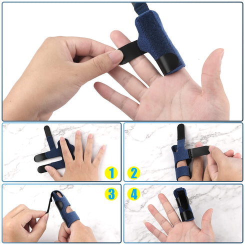 SAVITA 2pcs Finger Splints, Composite Cloth Trigger Finger Splints Finger Brace for Broken Finger Protection Pain Relief Fingers Straightening (Bl...