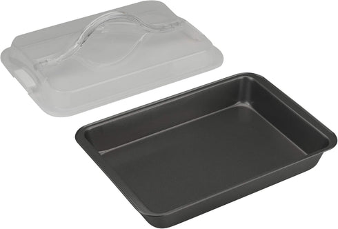 GoodCook Everyday Nonstick Steel Bake-N-Take Oblong Pan, 9" x 13" with Lid, Gray...