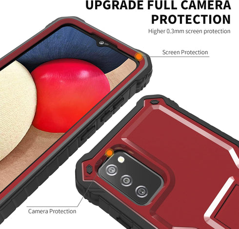 DUOPAL for Samsung Galaxy A02S Case, Military Grade Protection Shockproof Case with Tempered Glass HD Screen Protector and Kickstand Compatible wi...