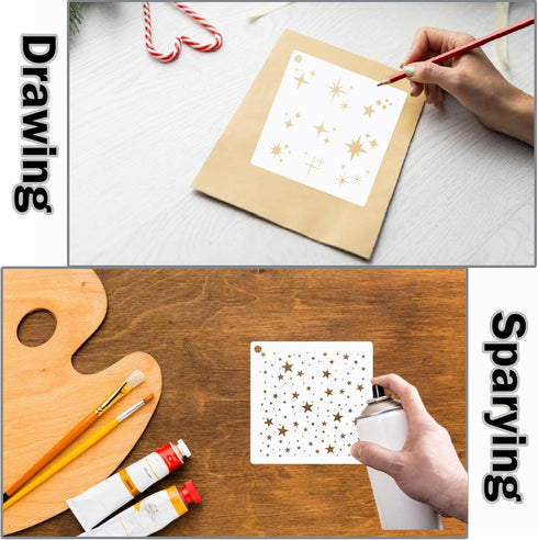 12 Pieces Sparkle Star Stencil Stars Background Craft Stencils Mixed Media Stencils for Painting on DIY Card Making Scrapbook Paper Fabric Pillows...