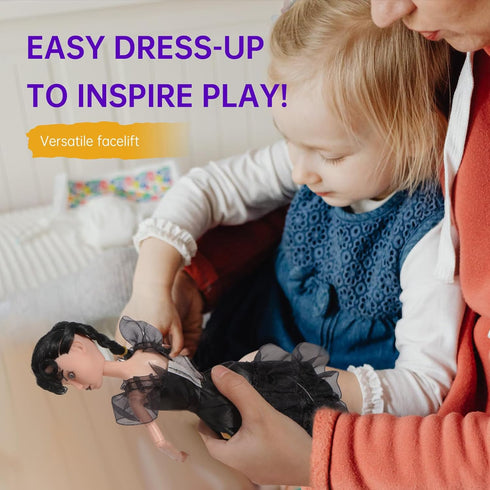 11.5 inch Dolls with Gift Box, Black Doll with Thing Hand, Black Dress, Black High Heels, Black Hair, Gift for Girls & Fans...