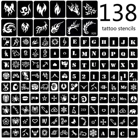 Temporary Tattoo Markers for Skin - Dual-End Tattoo Pens for Body & Face Art with 138 Tattoo Stencil Papers, 10 Pens Make Bold and Fine Lines, Cos...