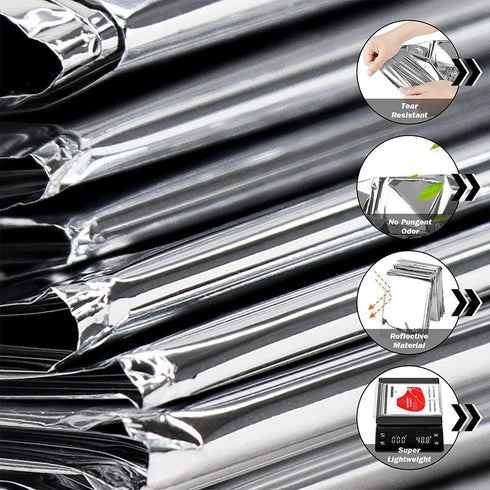 GALAXYLENSE Emergency Mylar Thermal Blanket for Survival First Aid Kits Army Outdoors Hiking Camping Bug Out Trauma Desert All Weather Condition P...