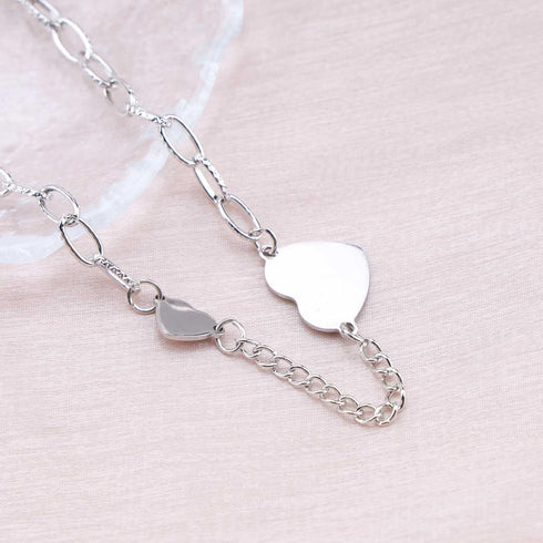 Punk Heart Choker Necklace Silver Paperclip Chain Necklace Minimalist Love Heart Necklace Chain Short Chunky Thick Chain Necklace Unbalanced Neckl...