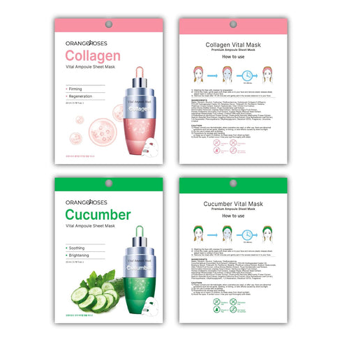 10 Pcs Combo Vital Ampoule Sheet Mask, Korean Facial Skincare Sheet | Simple & Effective Skincare Routine | Moisturization | Wrinkle Care | Bright...