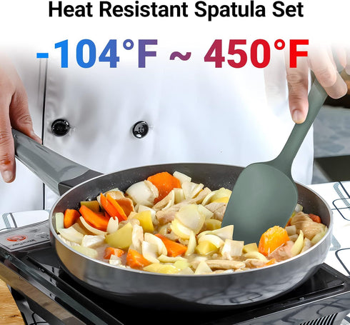 Silicone Spatula Set of 6, Rubber Spatulas Silicone Food Grade, Kitchen Utensils Set Heat Resistant Nonstick Easy to Clean Dishwasher Safe for Bak...