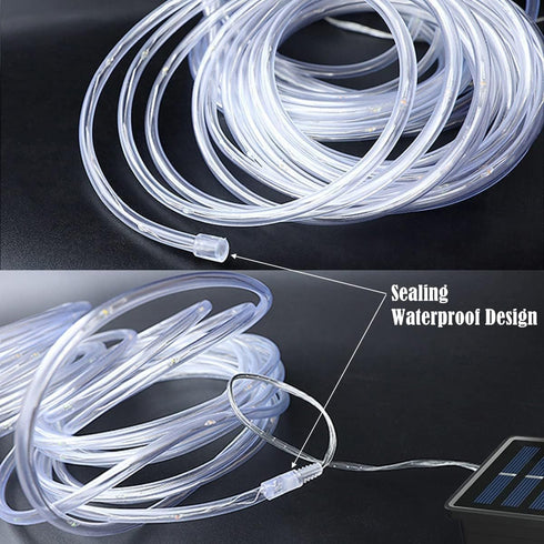 Solar Rope Lights Outdoor String Lights, 16.5 Ft 50 LED Tube Light Waterproof Copper Wire Fairy Lights for Garden Fence Yard Christmas Wedding Par...