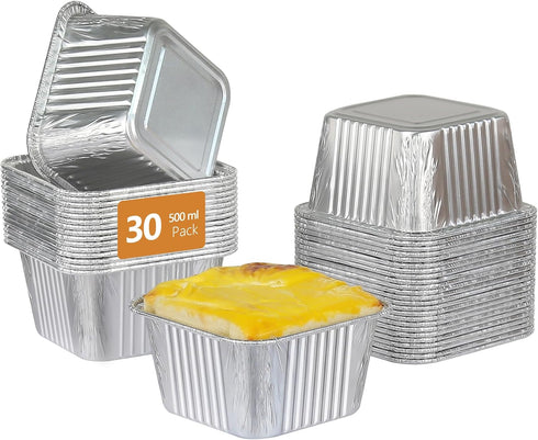 LNYZQUS 1 LB Small Cake Pans 30pcs, Aluminum Foil Baking Tins Mini Loaf Bread Pans,Square Disposable Cake Tins Baked Goods Containers Holders for ...