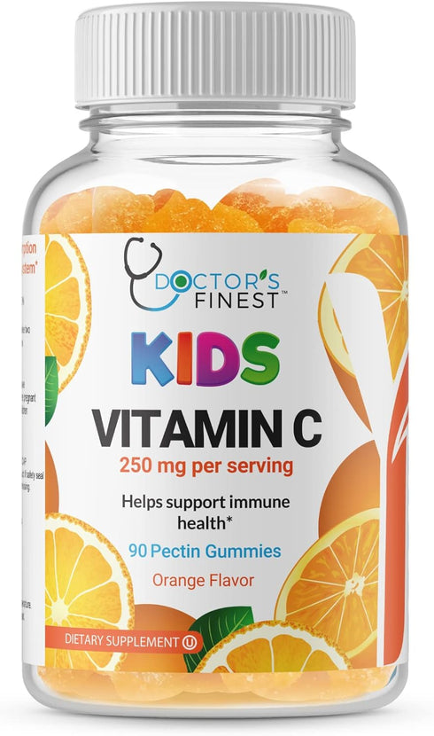 Doctors Finest Vitamin C Gummies for Kids – Vegan, GMO Free & Gluten Free – Great Tasting Orange Flavor Pectin Chews – Kids Dietary Supplement – 2...