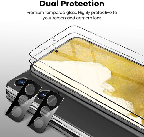 JETech Screen Protector for Samsung Galaxy S22 5G with Camera Lens Protector, Easy Installation Tool, Tempered Glass Film, Fingerprint ID Compatib...