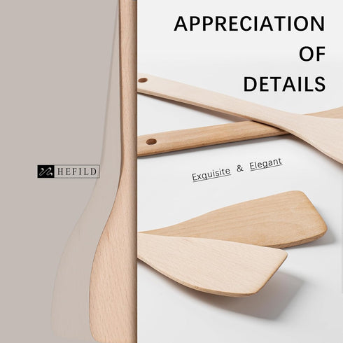 2pcs Wooden Spatulas for Cooking, 13inch Uncoated Beech Wood Turners for Frying, Non-Scratch Flat Spurtle for Pan & Wok, Cooking Utensils for Non ...