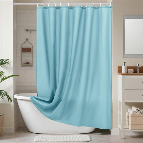 AooHome Extra Long Shower Curtain 72x78 Inch, Fabric Shower Curtain Liner for Hotel with Hooks, Weigthed Hem, Water Repellent, Blue...