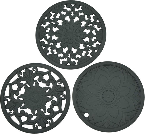 Silicone Trivet Mat,Set of 3 Heat Resistant Trivet for Hot Dishes Trivets for Hots Pots and Pans,Trivet Flexible Non Slip Potholder Hot Pads for K...