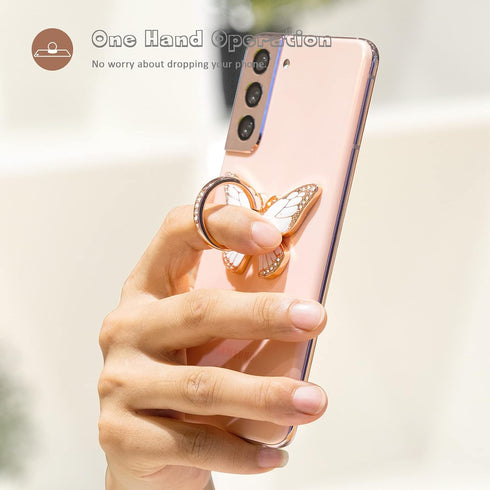Butterfly Cell Phone Ring Grip Holder, 360 Degrees Rotation Phone Ring Grip Stand, Metal Finger Kickstand Compatible with iPhone, Samsung Galaxy, ...