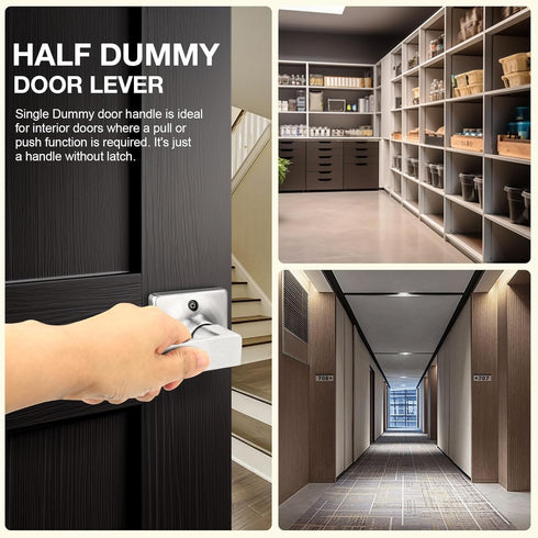 GOBEKOR 1 Pack Brushed Nickel Lever Door Handle Dummy Door Levers Square Closet Door Handles for Pantry Interior Non-Turning Door Lever...