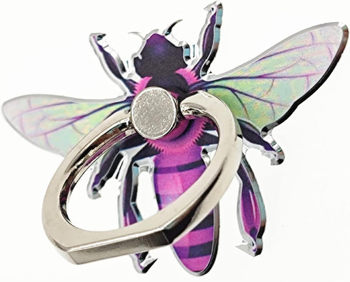Bee Shape Style Alloy Color Paint Panel 360°Rotation Cell Phone Ring Holder Stand,Compatible for iPhone Samsung LG and Other Smartphones (Purple)...