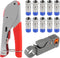 RG6 RG59 Coax Cable Compression Crimper Tool Kit,with 10 pcs Coaxial Compression Fitting Connector,Compression Tool, Coax Cables Stripper for Cabl...