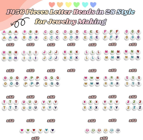 Beadsky Letter Beads, 1456PCS Bracelet Making Kit for Teen Girls, 28 Styles Friendship Bracelets Jewelry Making Kit, DIY Beading Bracelets Kit Alp...