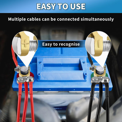 Battery Terminals 2 Pair, Battery Terminal Connectors Clamps Pure Brass, Battery Cable Ends Positive Negative with Anti-Corrosion Pad for Car RV A...