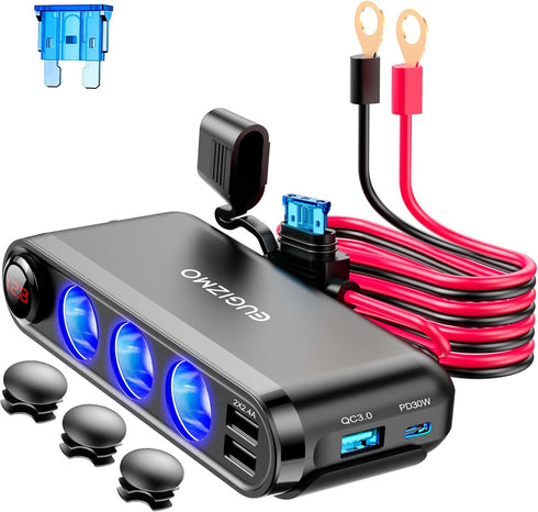 12V Car Cigarette Lighter Socket, 200W 3 Socket Cigarette Lighter Plug Splitter USB Charger Adapter 12 Volt Socket Power Outlet Auxiliary Cigarett...