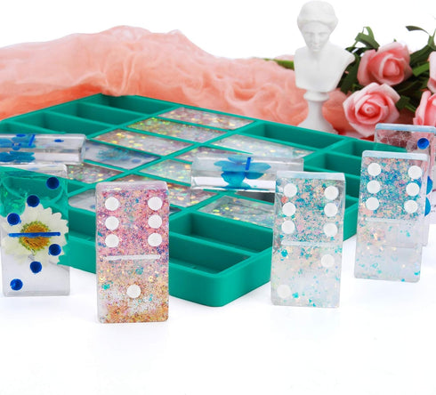 Dominoes Mold for Resin Casting, 28 Cavities Double 6, Jumbo Size, DIY, Shiny & No Scratches & Durable, 8.86 x 9.25 x 0.39 Inch 230g (New Version)...