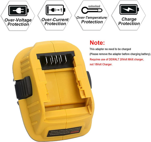 2-Packs DCA1820 18V to 20V Battery Adapter Replace for Dewalt 20V MAX Lithium Battery DCB200 DCB203 DCB204 DCB205 DCB206 for Dewalt 18Volts Tools ...