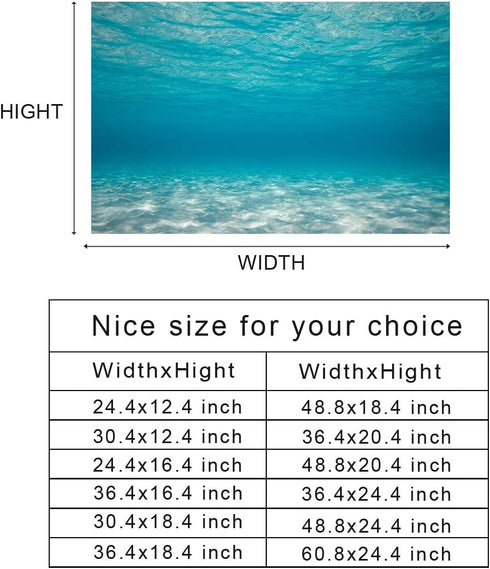 T&H XHome Aquarium Décor Backgrounds Pure Blue Water Pattern Fish Tank Background Aquarium Sticker Wallpaper Decoration Picture PVC Adhesive Poste...