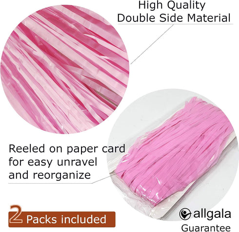 Allgala Macaron Pink Tinsel Table Skirt 2-Pack 29x108 Inch Metallic Foil Fringe Table Skirts for Party Event, Parade Float, Party Decoraton...
