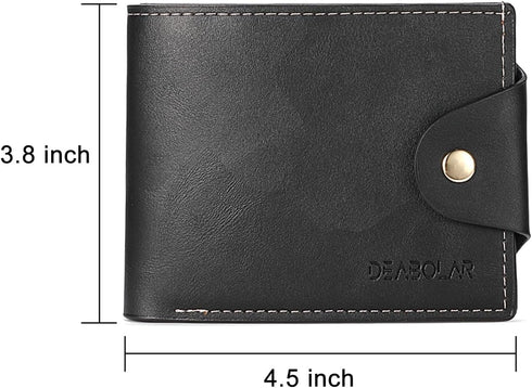 Men Wallet with Clip Black PU Material 3 Credit Card Holder 2 Money Pockets 1 Clear Window Suitable for Men Women Gifts without RFID Slim Small Wa...