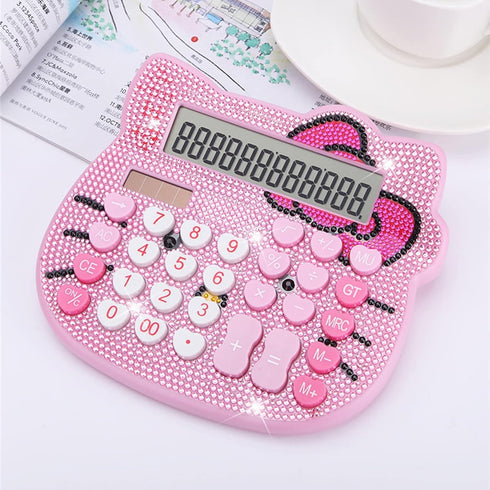Hello Kitty Calculator, Xinyu Lighting Creative and Cute Solar Calculator, 12-Digit LCD Display, Suitable for Adults and Children, Solar and Batte...